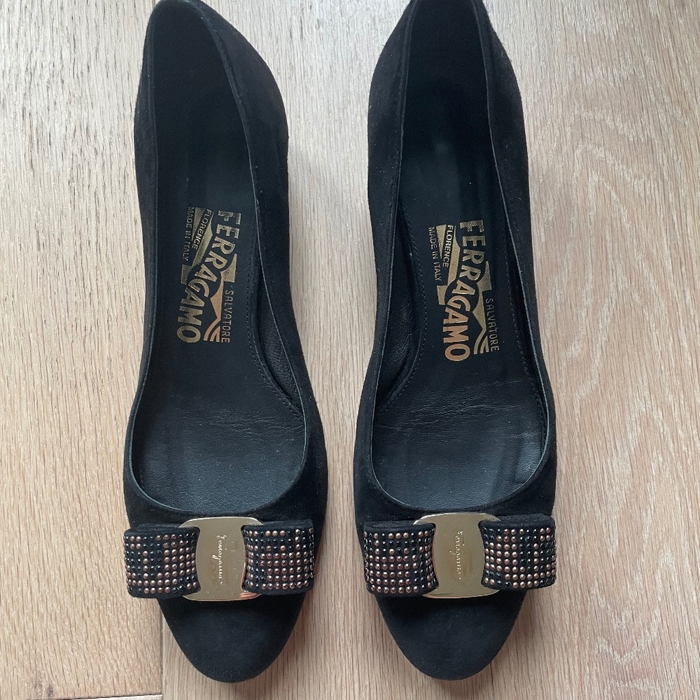 Ferragamo Black Bow Heels